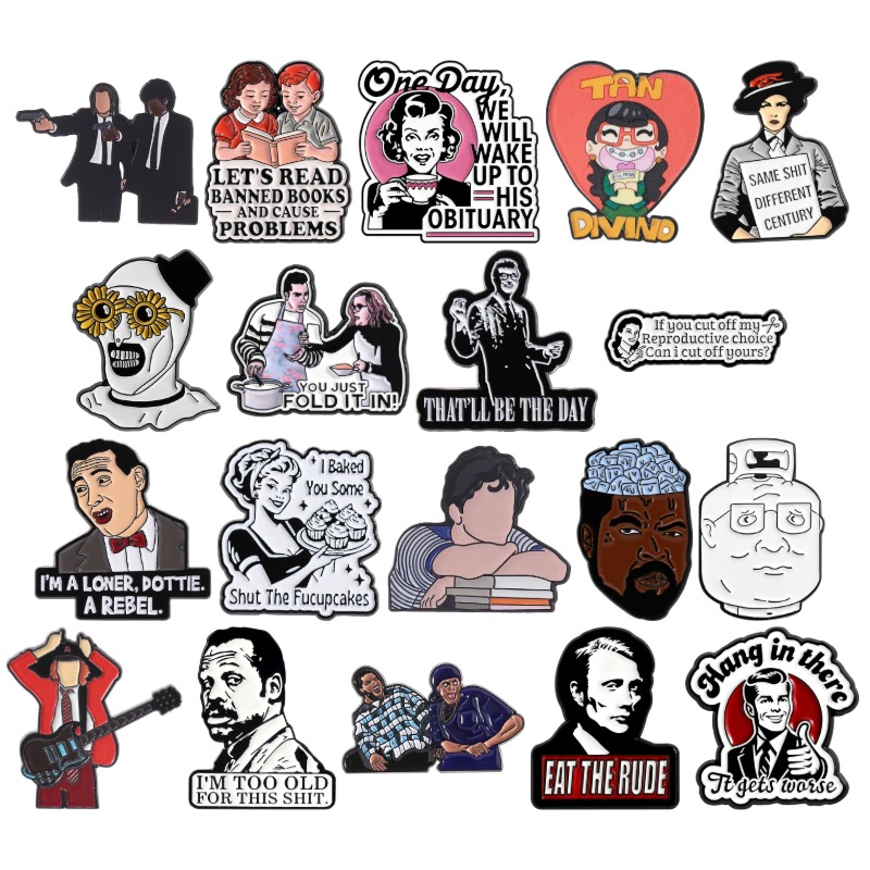 Vintage Fashion Quotes - Broches émaillées de personnages de films