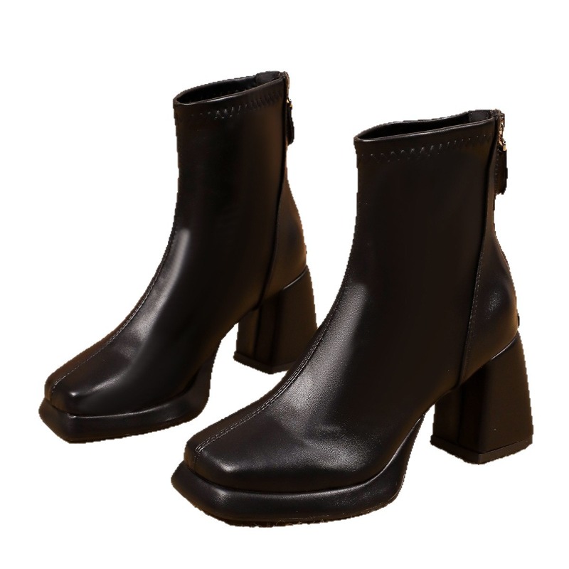 Vintage Fashion Dresses - Bottines Chelsea à plateforme, bout carré,